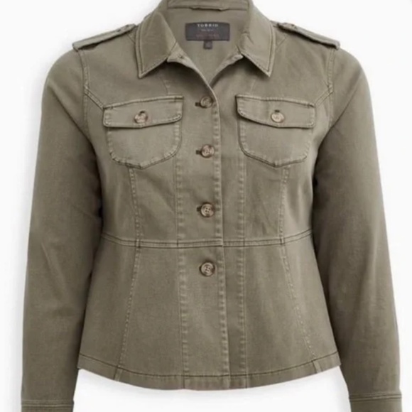 NWT Torrid Peplum Utility Jacket X1 - FITS LIKE SIZE 0X - Picture 2 of 10
